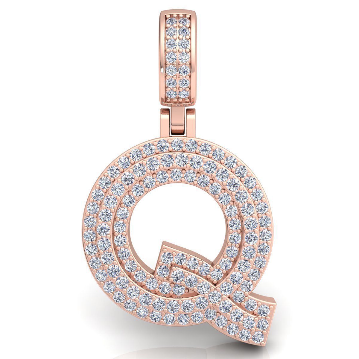 Alphabet Latter Q Diamond Pendent 3d Model print 3D print model_4
