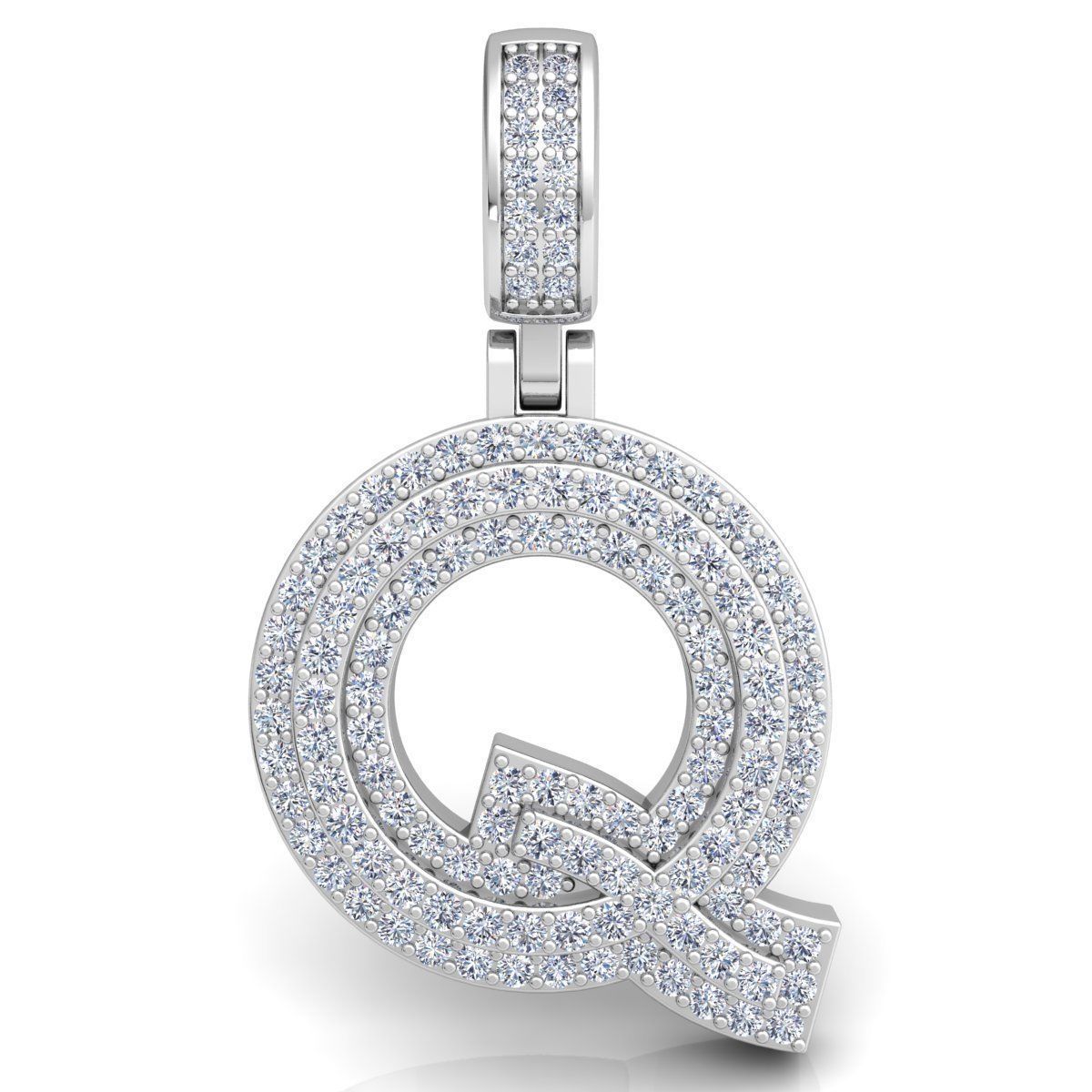 Alphabet Latter Q Diamond Pendent 3d Model print 3D print model_5