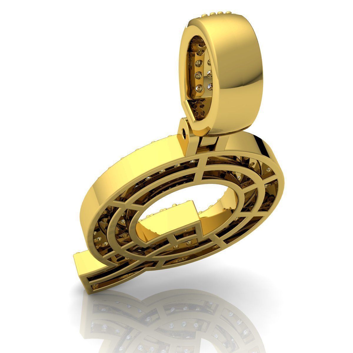 Alphabet Latter Q Diamond Pendent 3d Model print 3D print model_6
