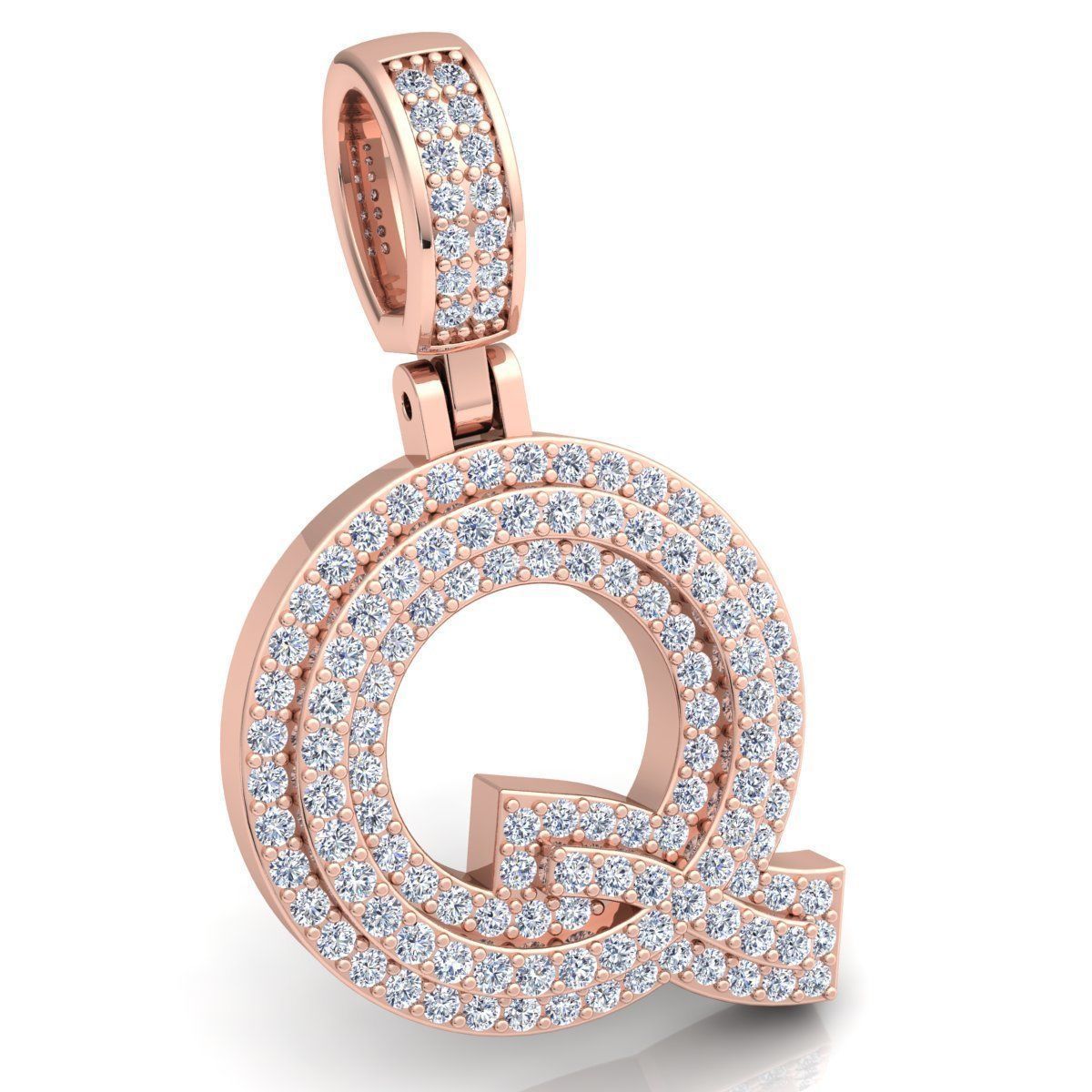 Alphabet Latter Q Diamond Pendent 3d Model print 3D print model_1