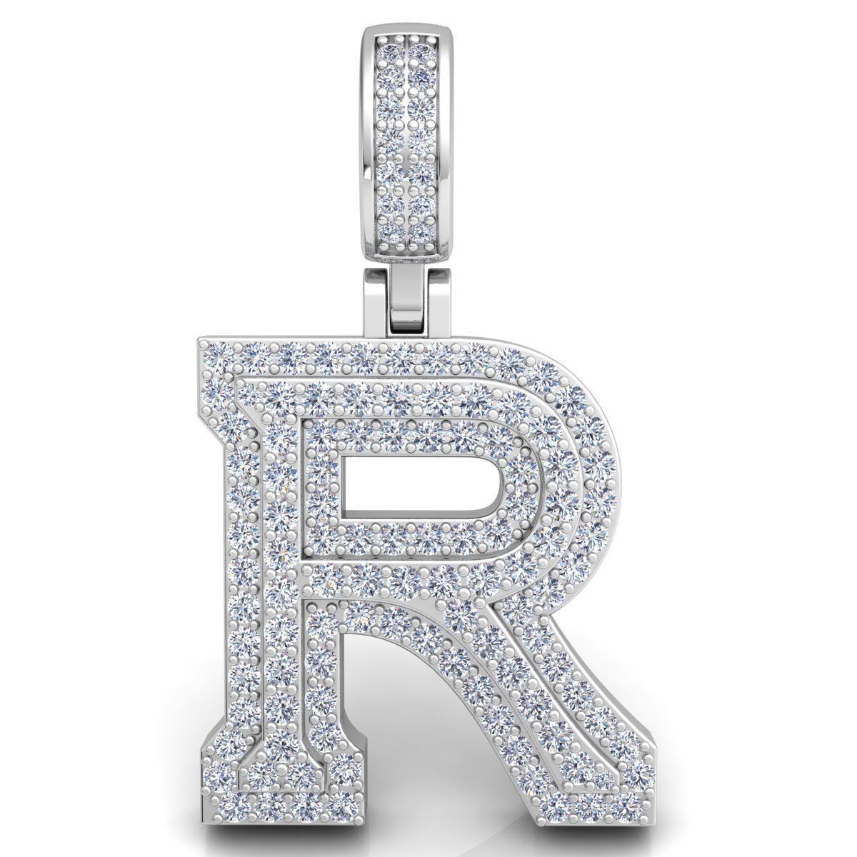 Alphabet Latter R Diamond Pendent 3d Model print 3D print model_6