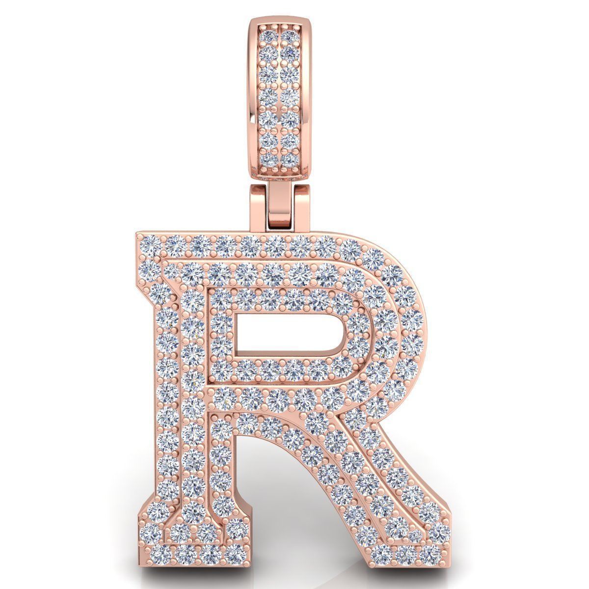 Alphabet Latter R Diamond Pendent 3d Model print 3D print model_5