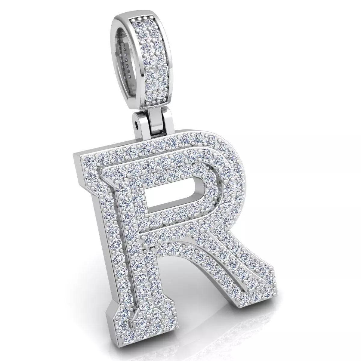 Alphabet Latter R Diamond Pendent 3d Model print 3D print model_0