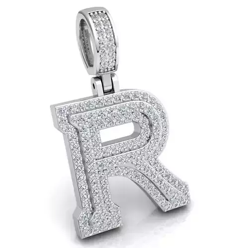 Alphabet Latter R Diamond Pendent 3d Model print 3D print model