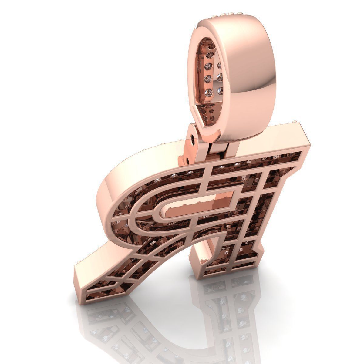Alphabet Latter R Diamond Pendent 3d Model print 3D print model_8