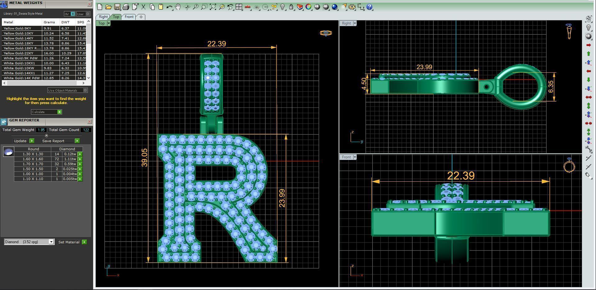 Alphabet Latter R Diamond Pendent 3d Model print 3D print model_2