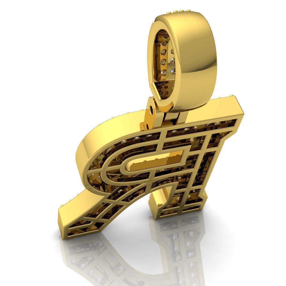 Alphabet Latter R Diamond Pendent 3d Model print 3D print model_7