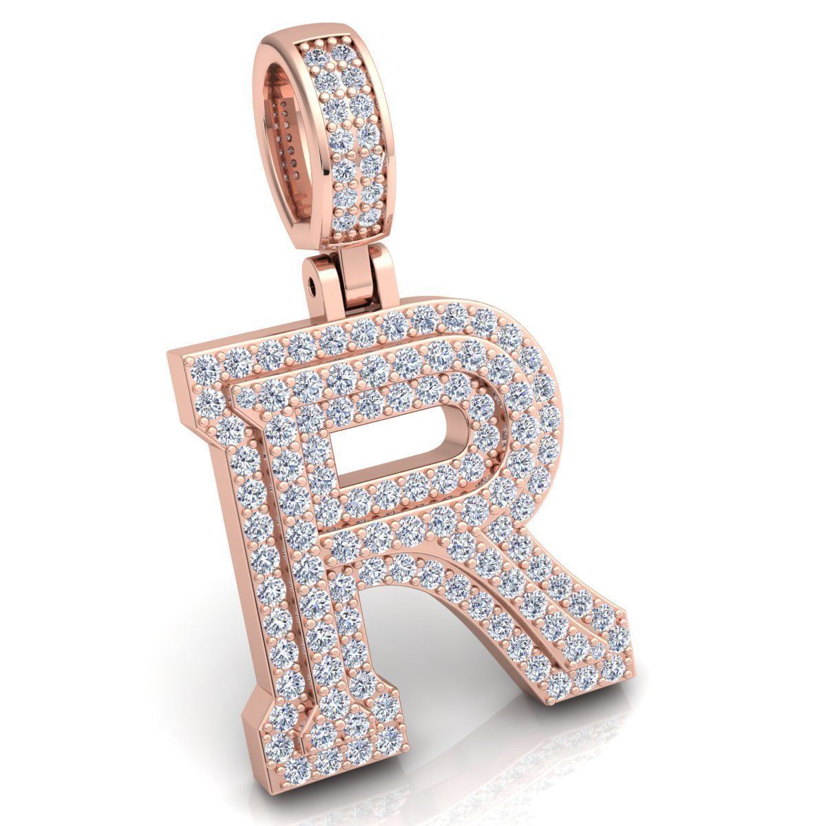 Alphabet Latter R Diamond Pendent 3d Model print 3D print model_1
