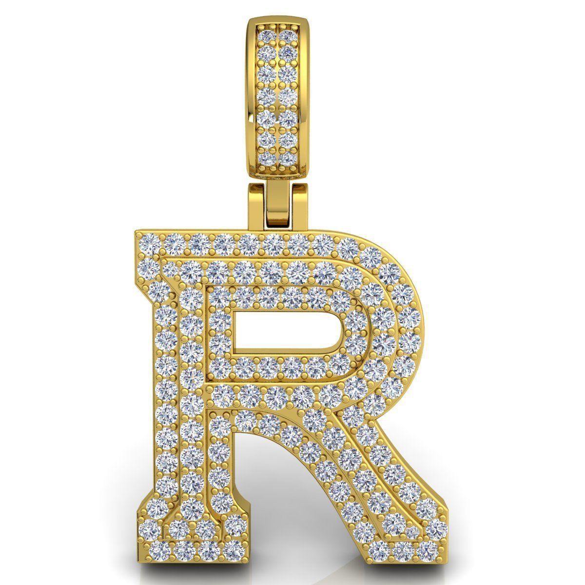 Alphabet Latter R Diamond Pendent 3d Model print 3D print model_4