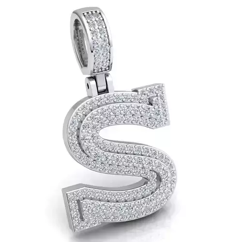 Alphabet Latter S Diamond Pendent 3d Model print 3D print model