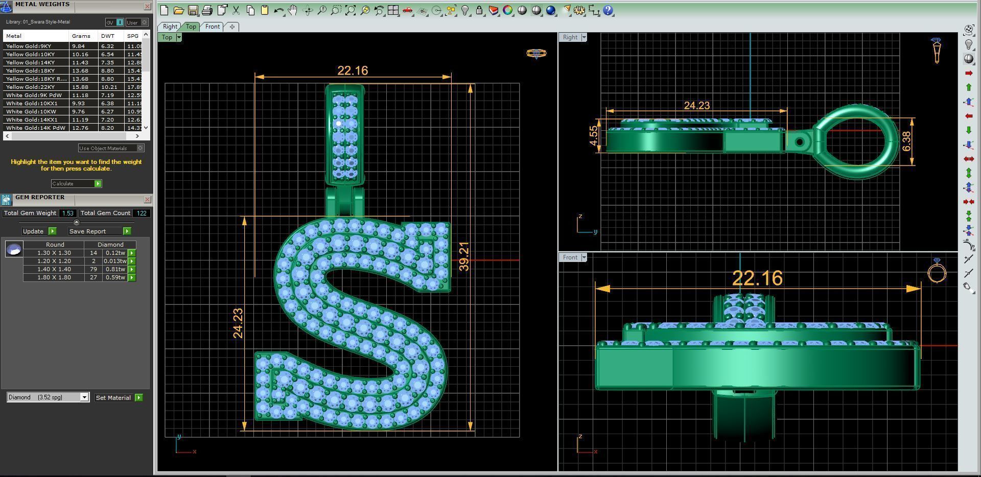 Alphabet Latter S Diamond Pendent 3d Model print 3D print model_2