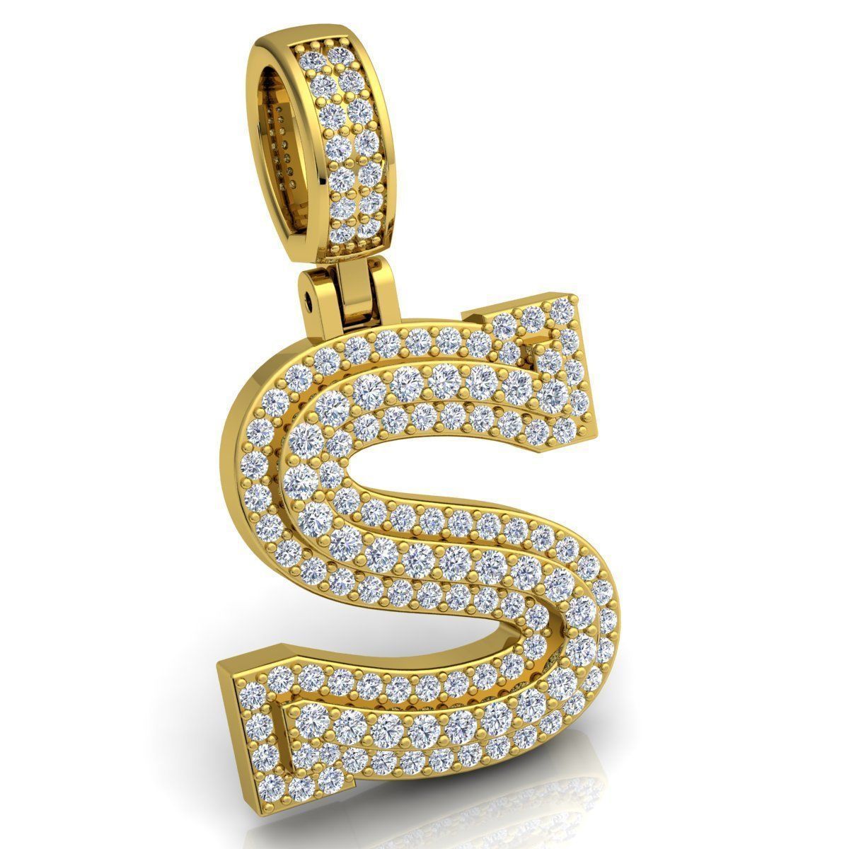 Alphabet Latter S Diamond Pendent 3d Model print 3D print model_3