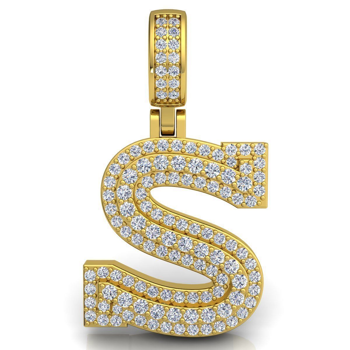 Alphabet Latter S Diamond Pendent 3d Model print 3D print model_4