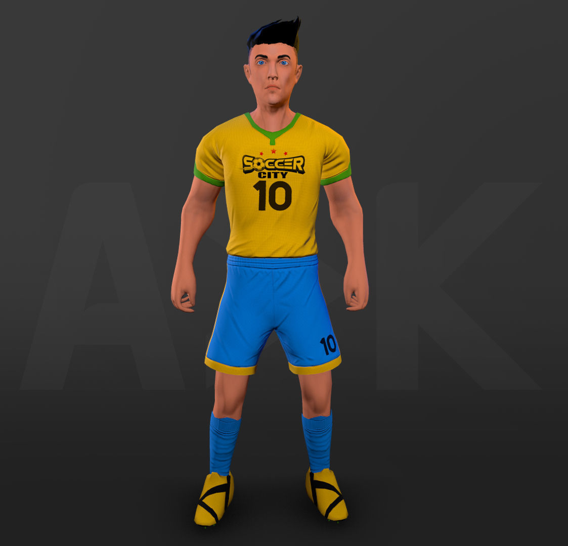 Soccer player Low-poly 3D model_4