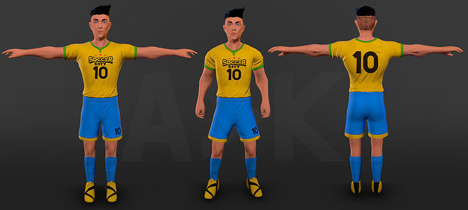 Soccer player Low-poly 3D model