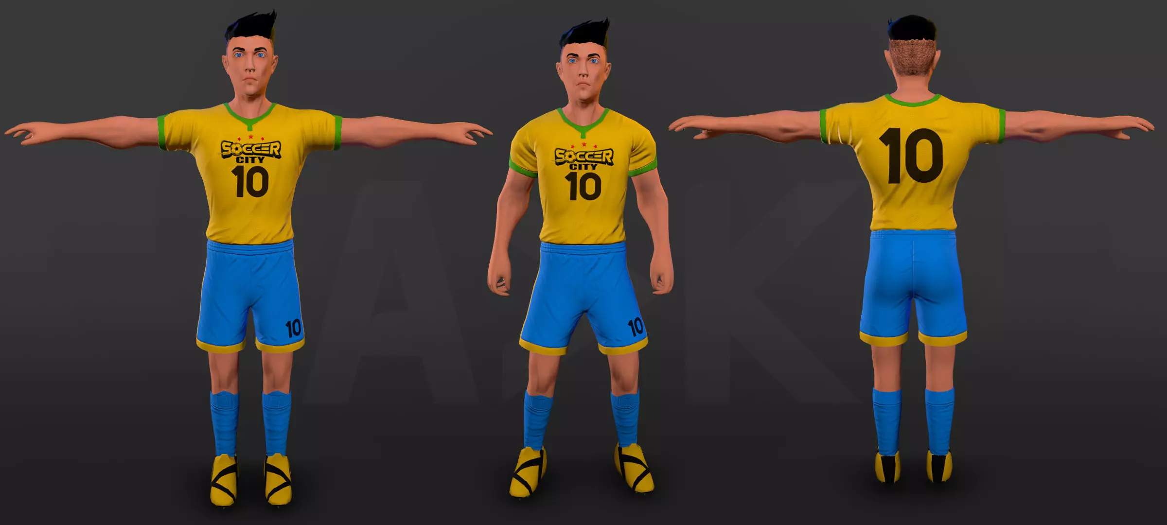 Soccer player Low-poly 3D model_0