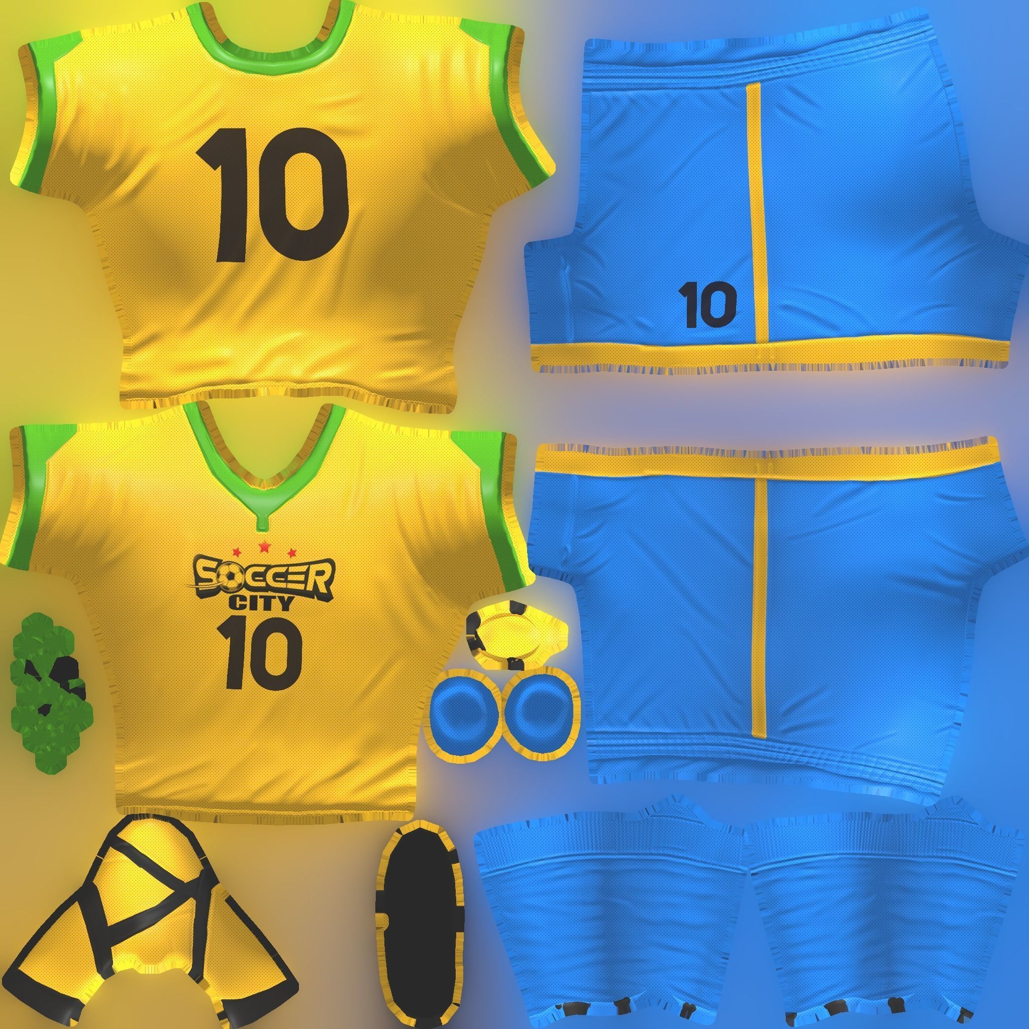 Soccer player Low-poly 3D model_7