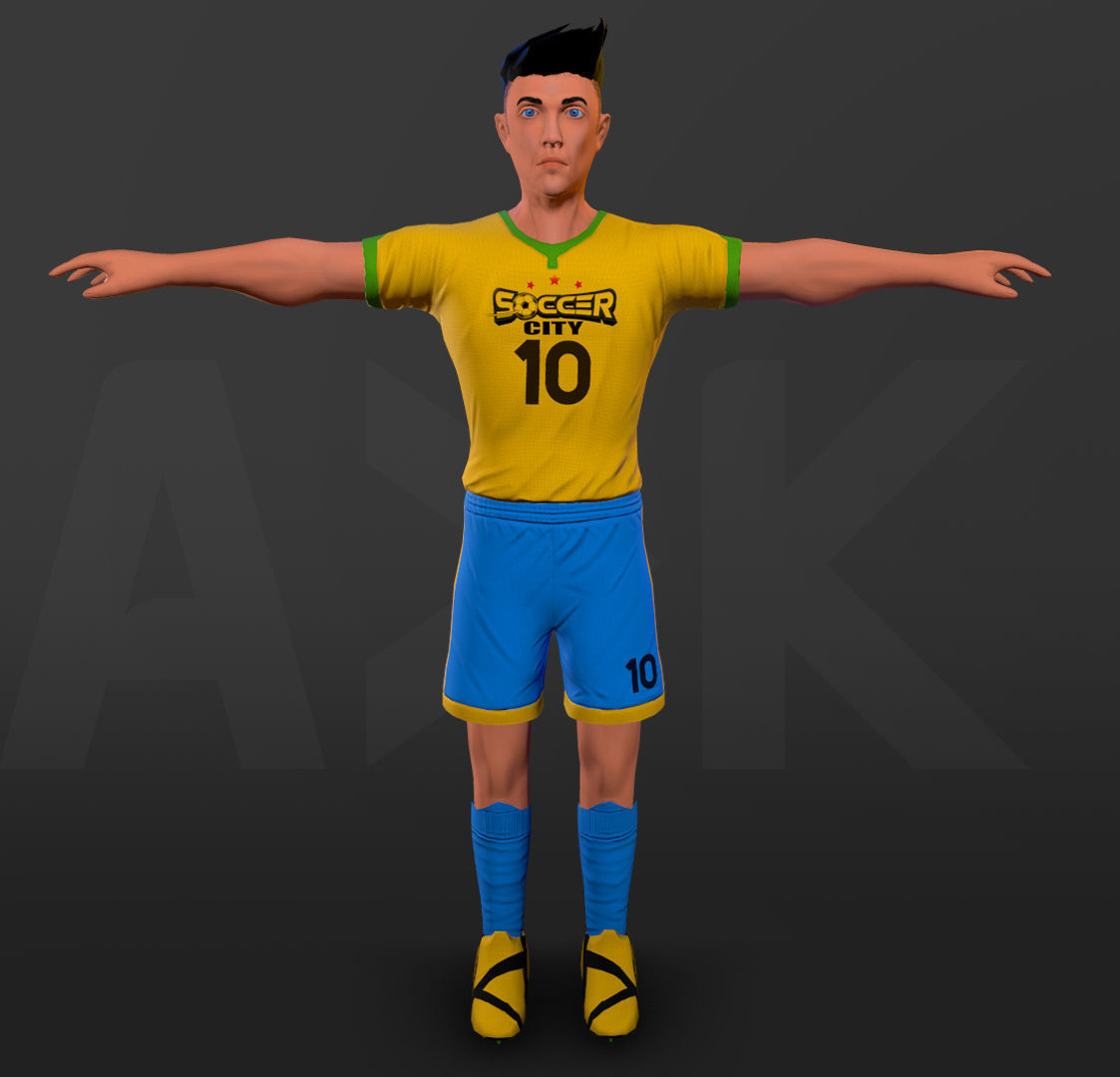 Soccer player Low-poly 3D model_1