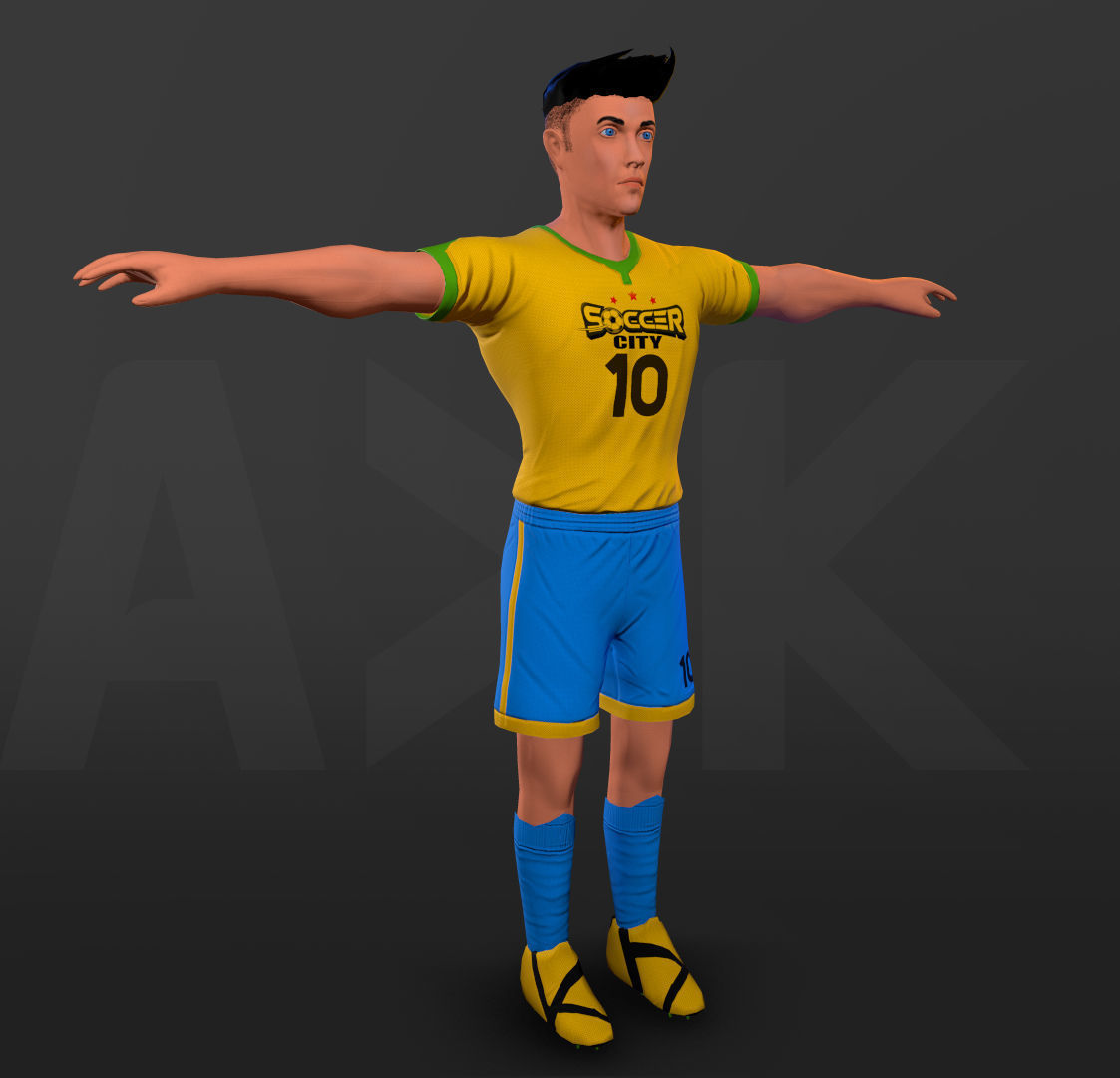 Soccer player Low-poly 3D model_3