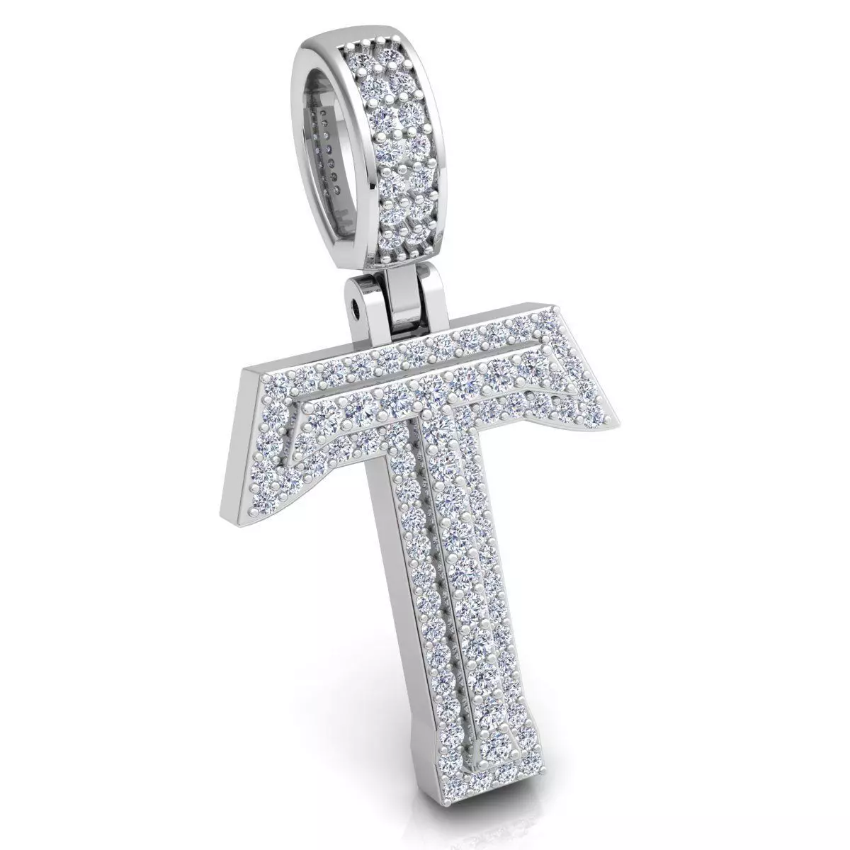 Alphabet Latter T Diamond Pendent 3d Model print 3D print model_0