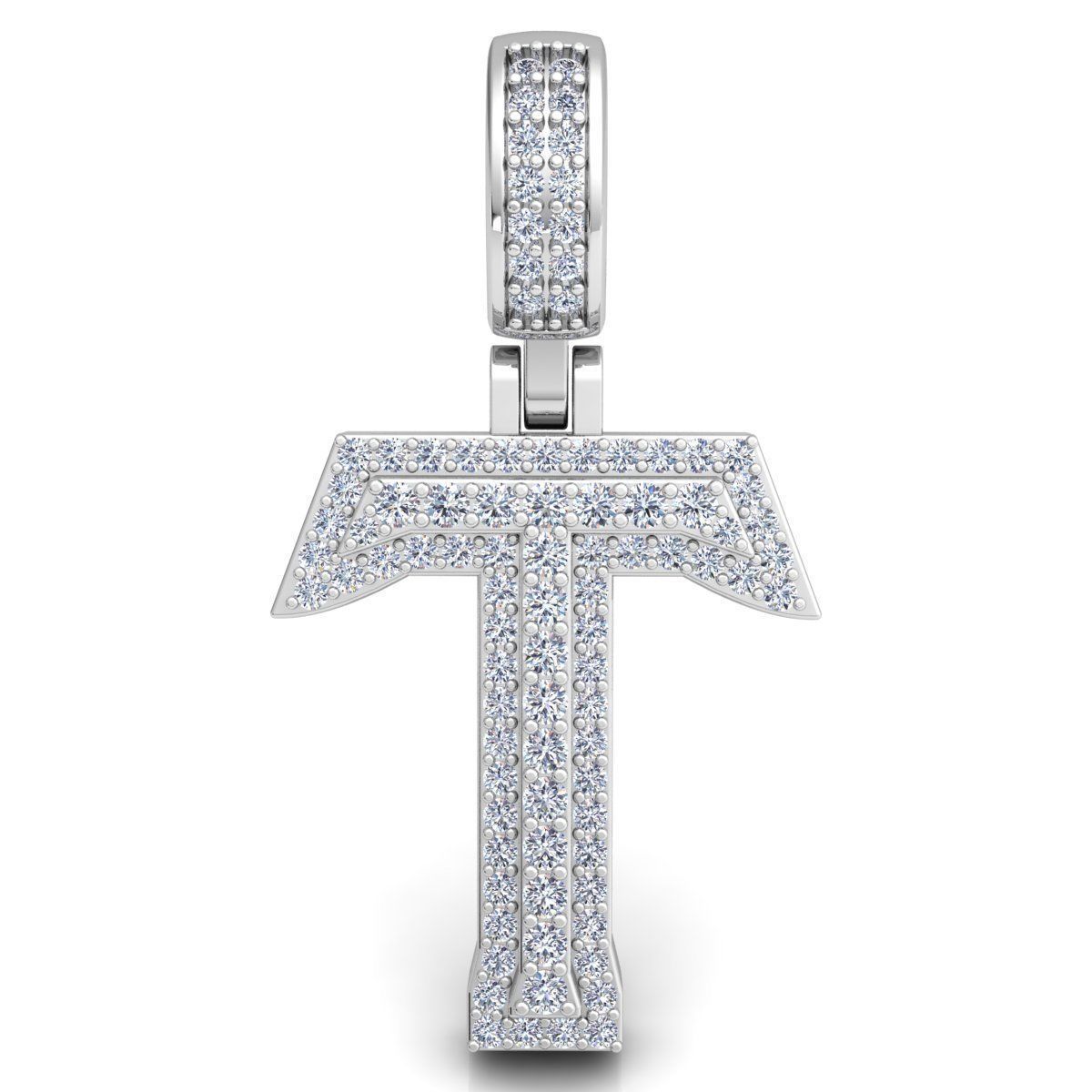 Alphabet Latter T Diamond Pendent 3d Model print 3D print model_5