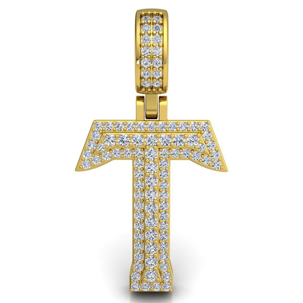 Alphabet Latter T Diamond Pendent 3d Model print 3D print model_3