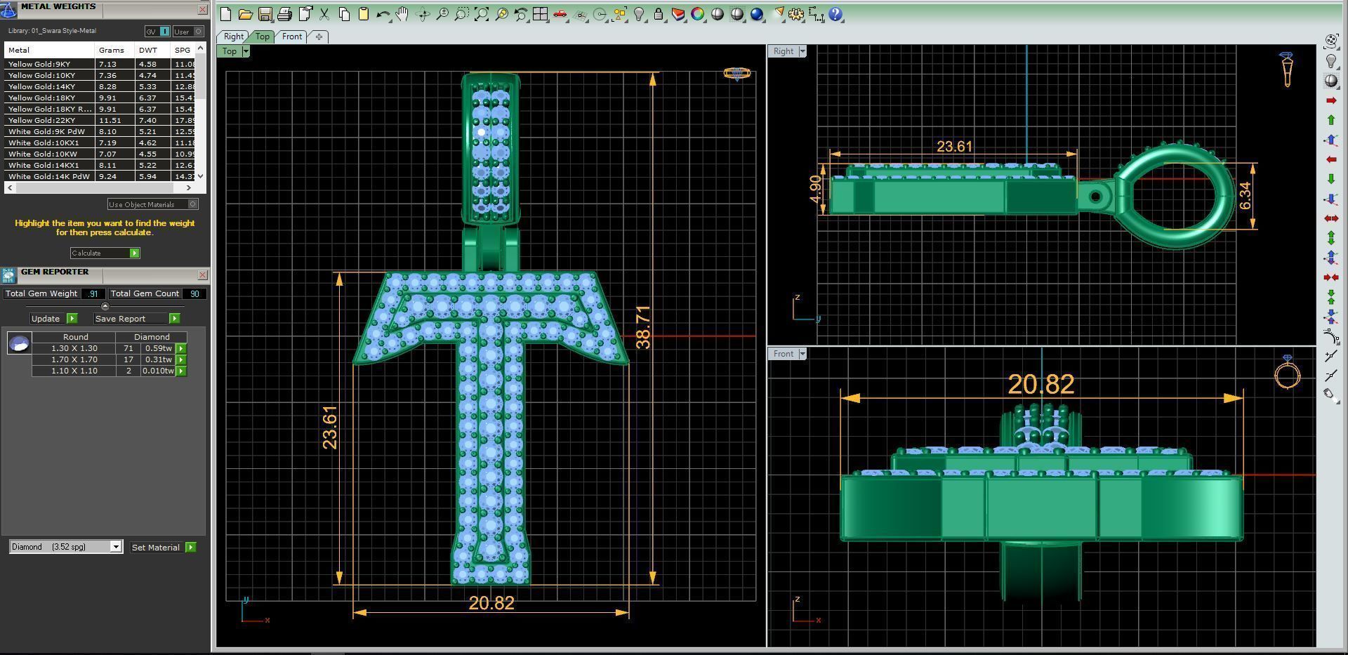 Alphabet Latter T Diamond Pendent 3d Model print 3D print model_9