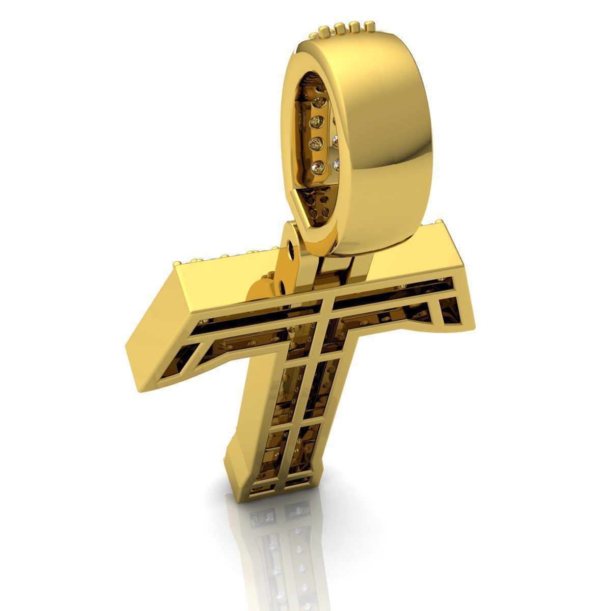 Alphabet Latter T Diamond Pendent 3d Model print 3D print model_6