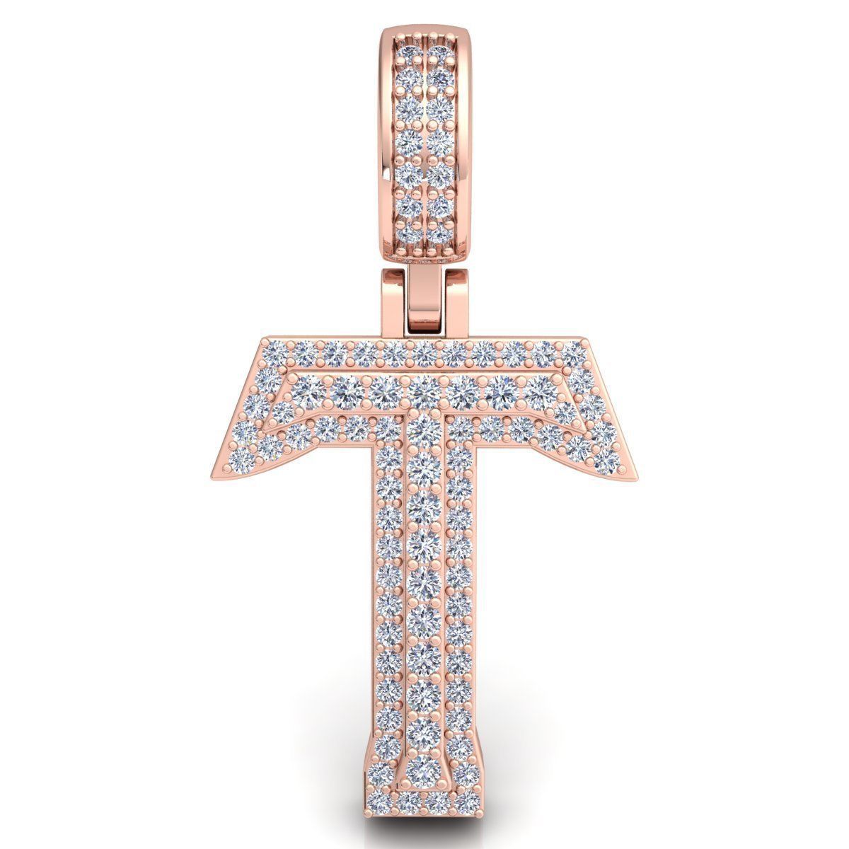 Alphabet Latter T Diamond Pendent 3d Model print 3D print model_4