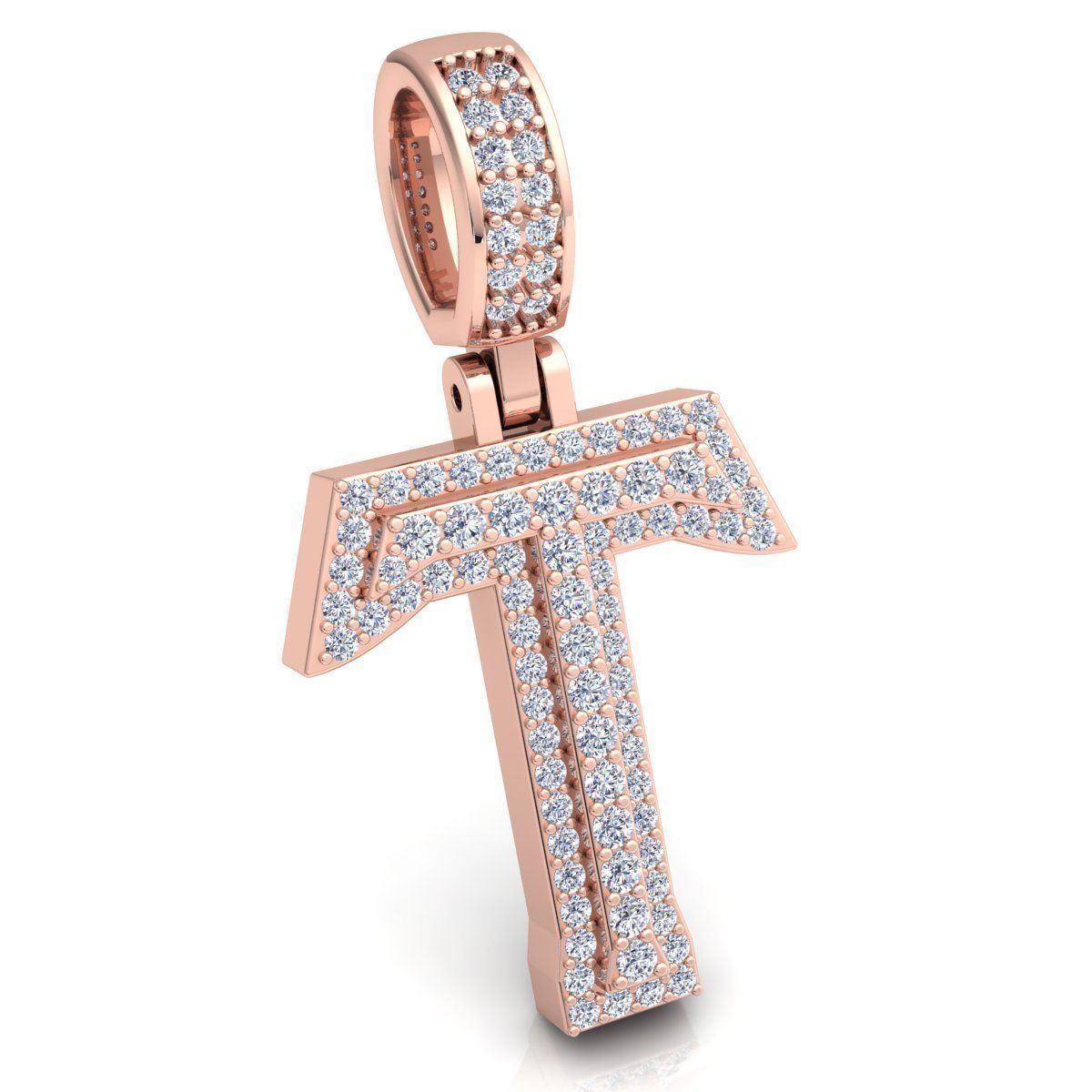 Alphabet Latter T Diamond Pendent 3d Model print 3D print model_1