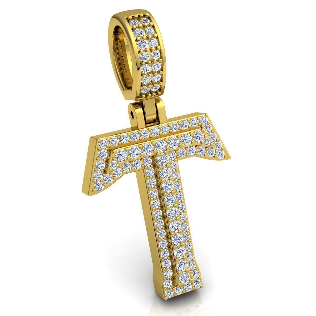 Alphabet Latter T Diamond Pendent 3d Model print 3D print model_2