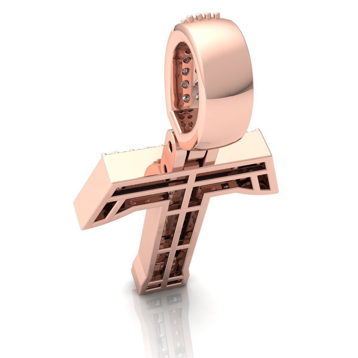 Alphabet Latter T Diamond Pendent 3d Model print 3D print model_7