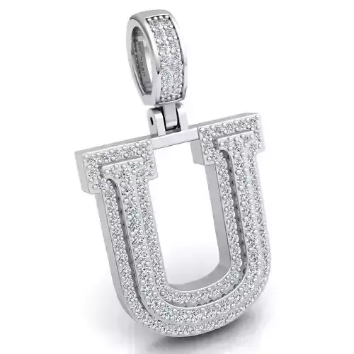 Alphabet Latter U Diamond Pendent 3d Model print