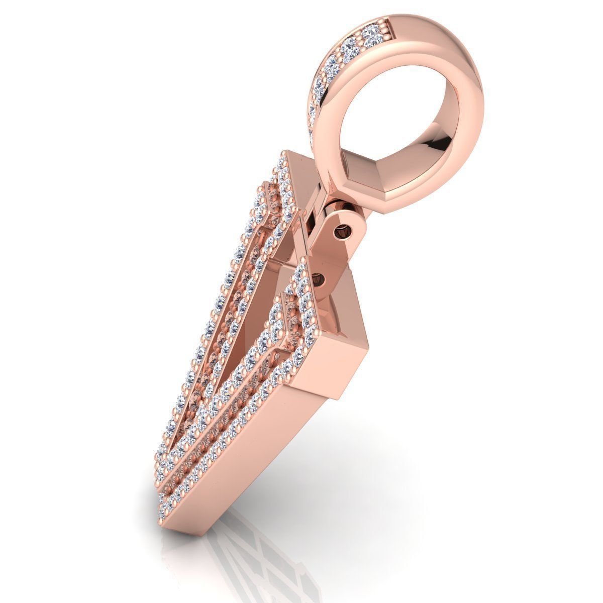 Alphabet Latter V Diamond Pendent 3d Model print 3D print model_11