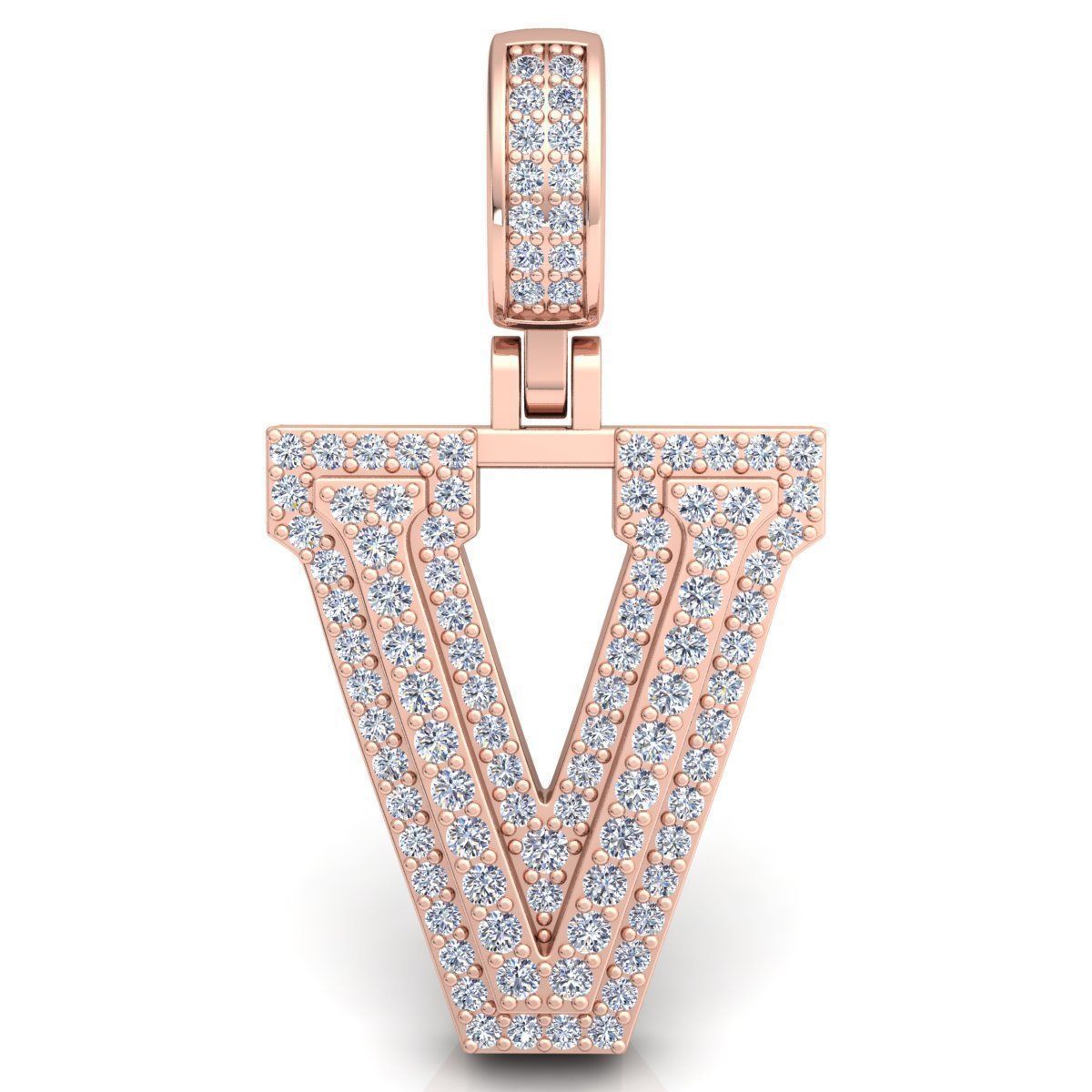 Alphabet Latter V Diamond Pendent 3d Model print 3D print model_5