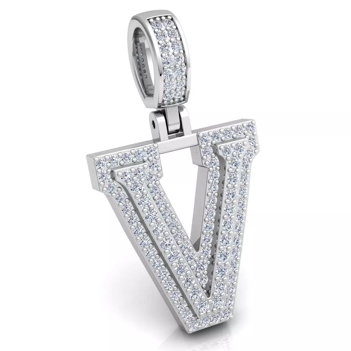Alphabet Latter V Diamond Pendent 3d Model print 3D print model_0