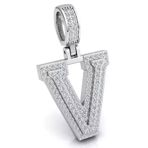 Alphabet Latter V Diamond Pendent 3d Model print