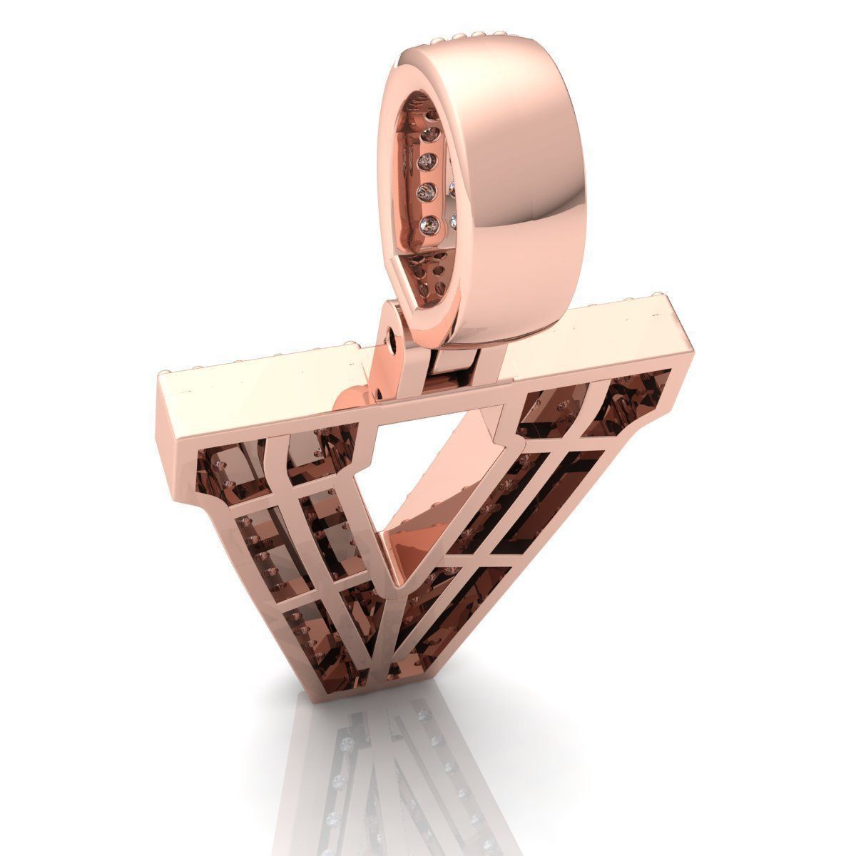 Alphabet Latter V Diamond Pendent 3d Model print 3D print model_8