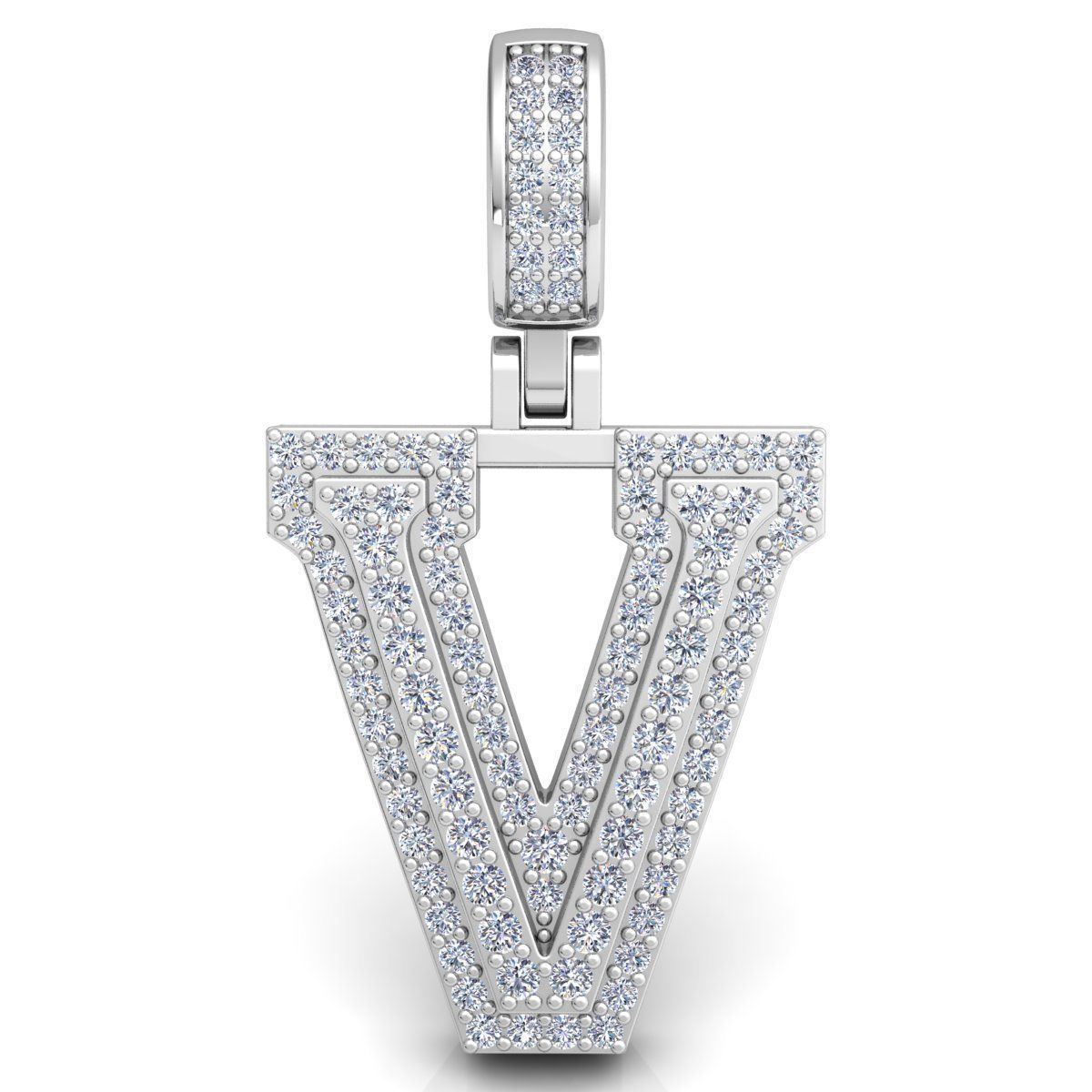 Alphabet Latter V Diamond Pendent 3d Model print 3D print model_6