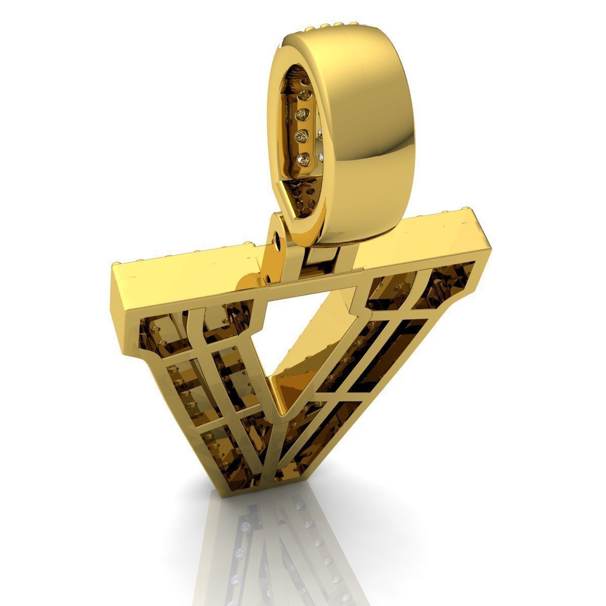 Alphabet Latter V Diamond Pendent 3d Model print 3D print model_7