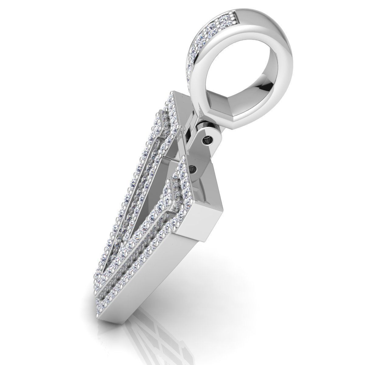 Alphabet Latter V Diamond Pendent 3d Model print 3D print model_12