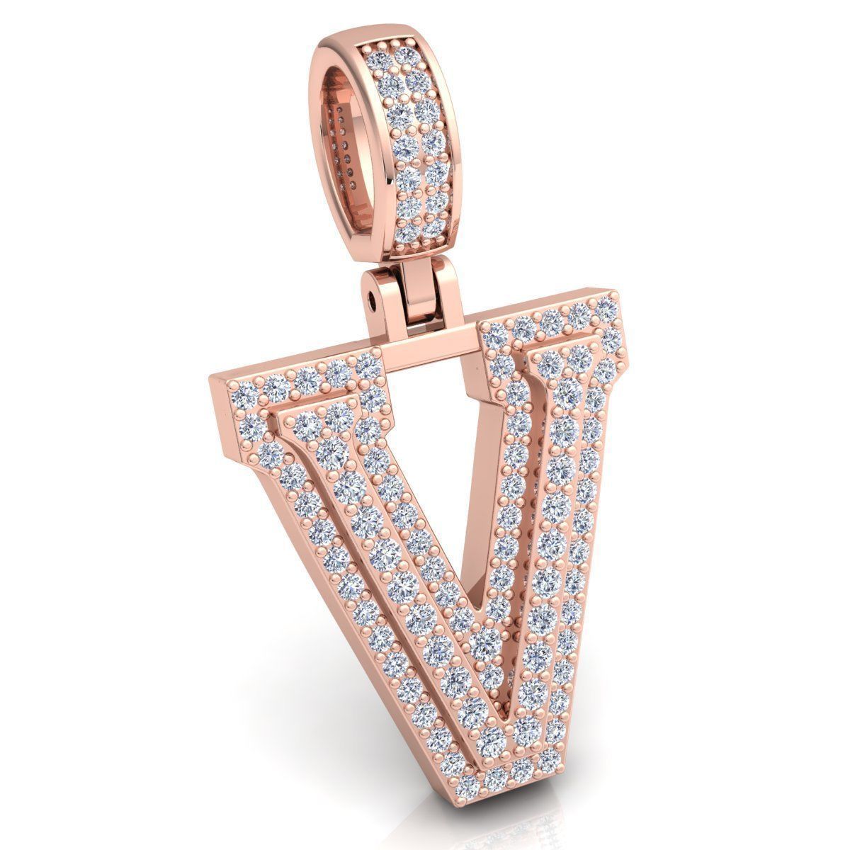 Alphabet Latter V Diamond Pendent 3d Model print 3D print model_3
