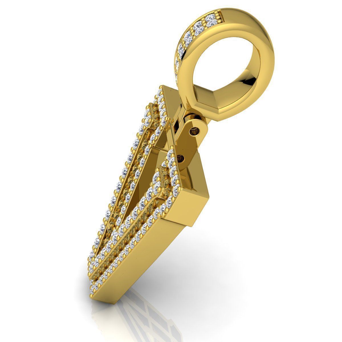 Alphabet Latter V Diamond Pendent 3d Model print 3D print model_10