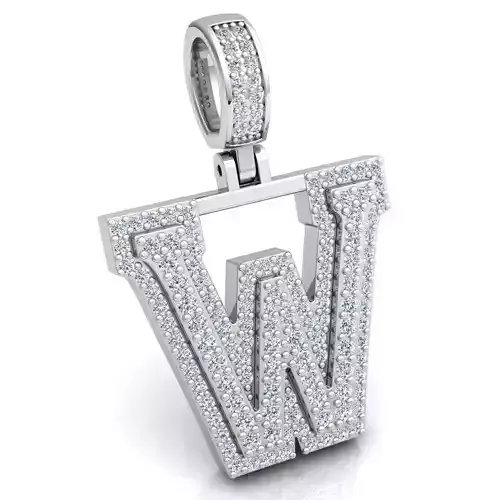 Alphabet Latter W Diamond Pendent 3d Model print
