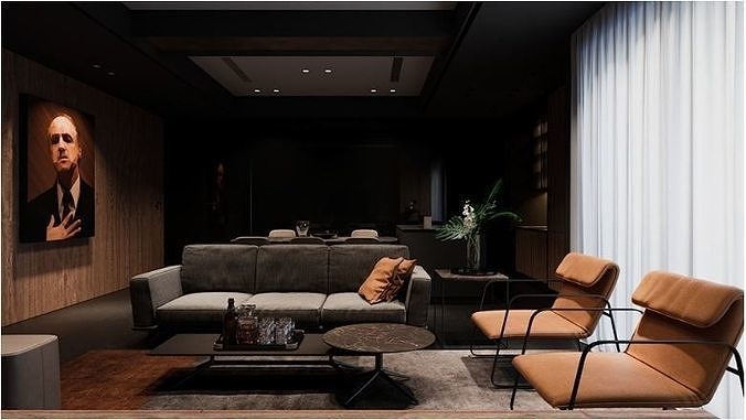 Livingroom and kitchen 3D model
