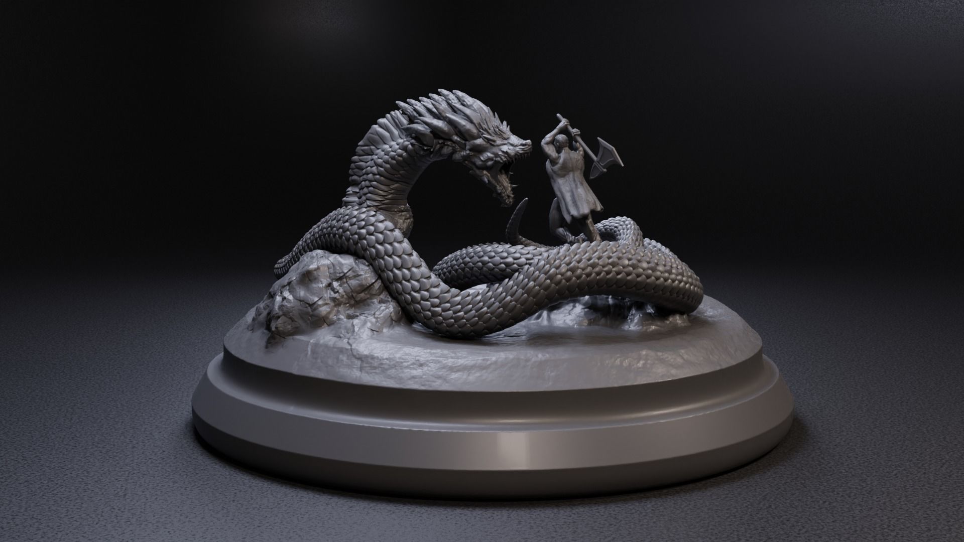 Linnorm the Dragon Vs huntsman 3D print model_2