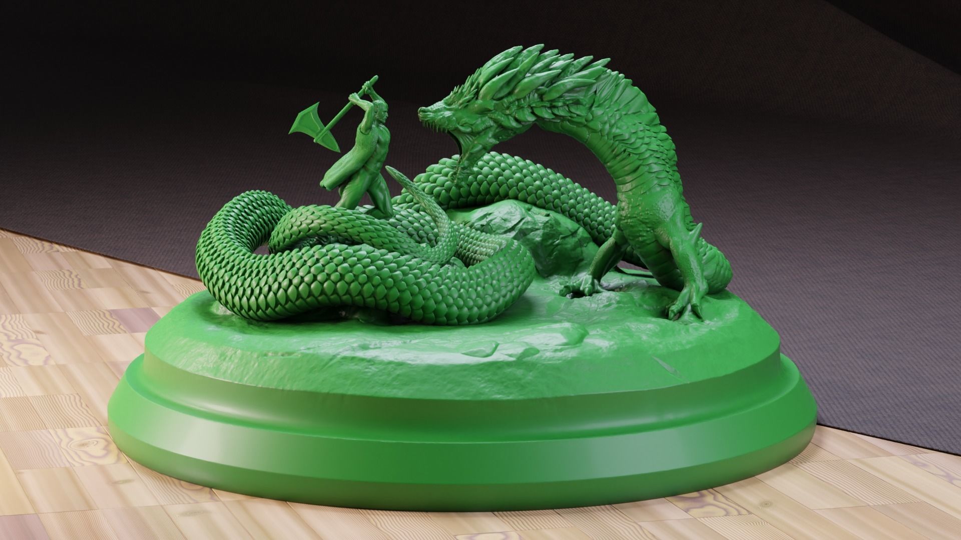 Linnorm the Dragon Vs huntsman 3D print model_4