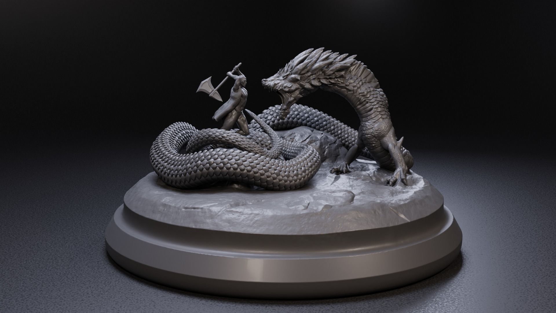 Linnorm the Dragon Vs huntsman 3D print model_1