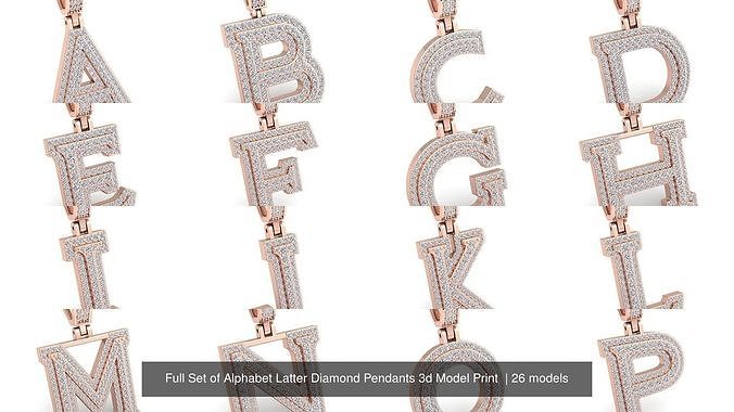 Full Set of Alphabet Latter Diamond Pendants 3d Model Print  3D Model Collection