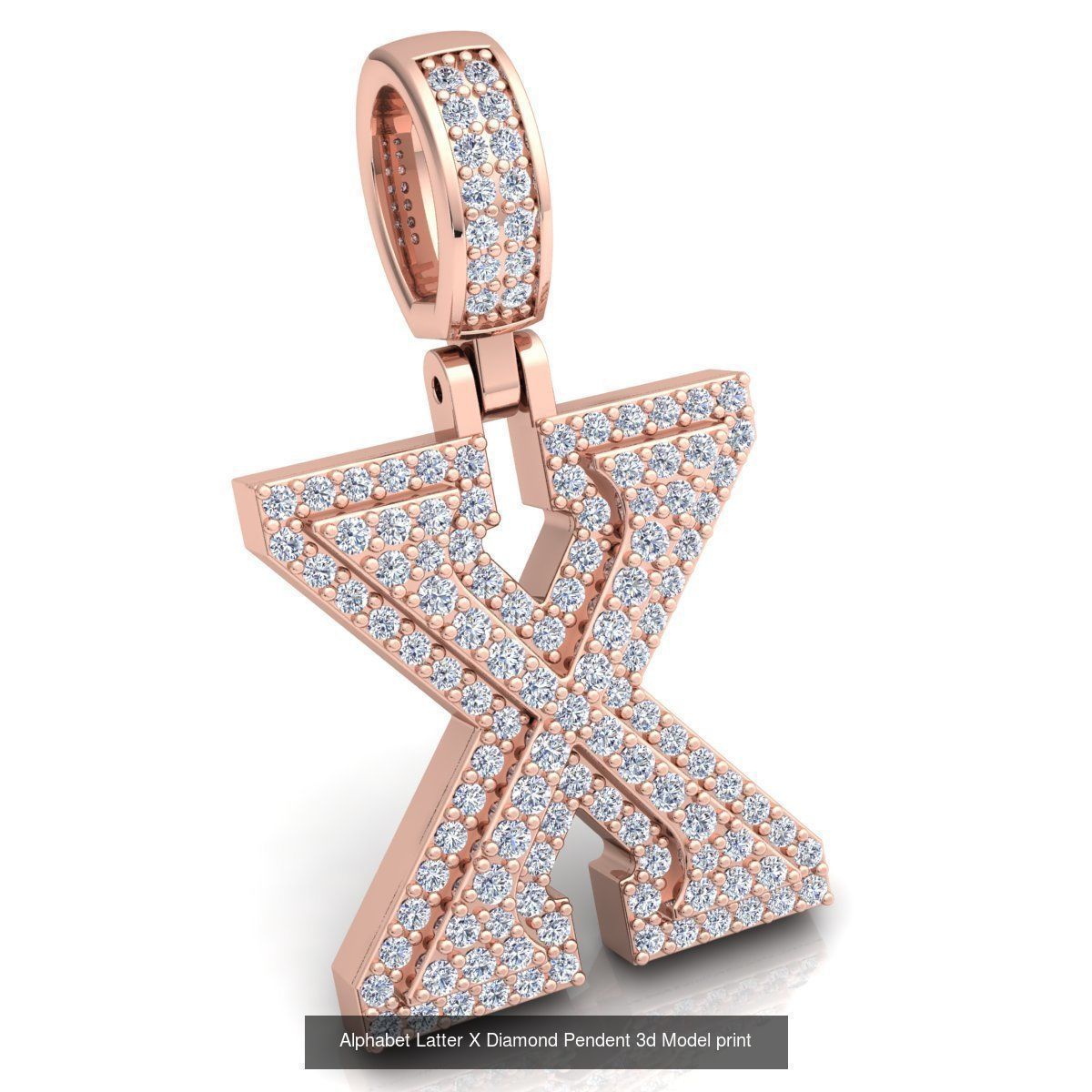 Full Set of Alphabet Latter Diamond Pendants 3d Model Print  3D Model Collection_26